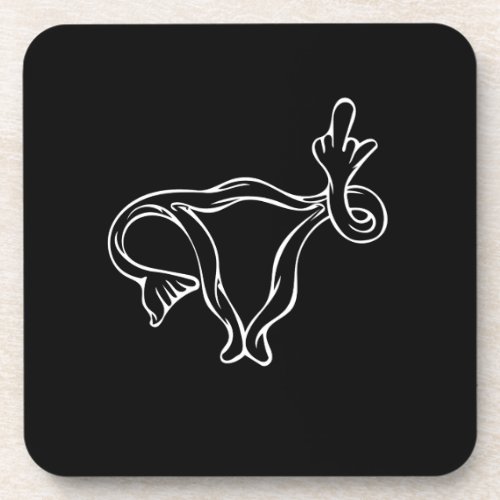 Middle Finger Uterus Pro_choice Beverage Coaster