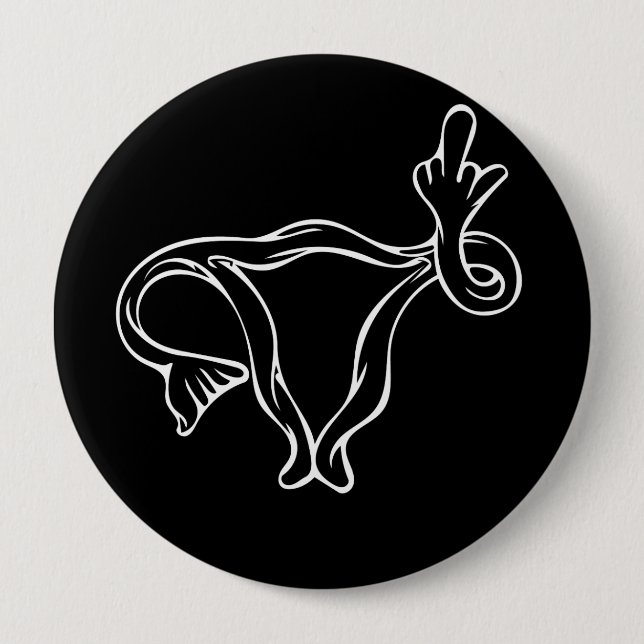 Middle Finger Uterus Pro-choice  Button (Front)