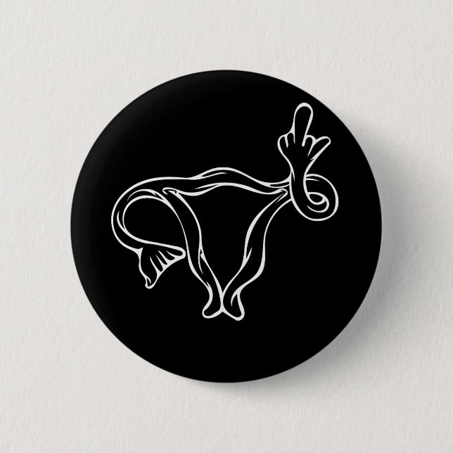 Middle Finger Uterus Pro-choice Button (Front)