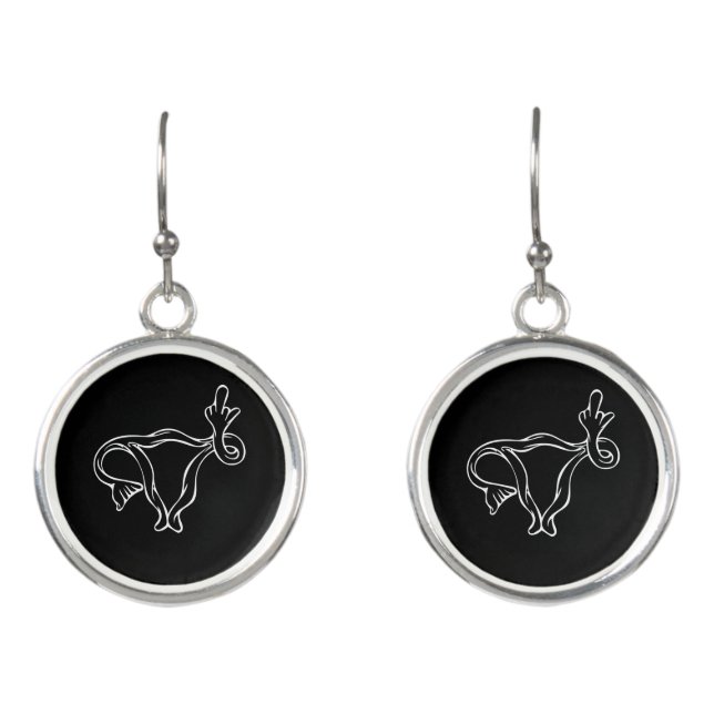 Middle Finger Uterus Pro-choice  Earrings (Front)