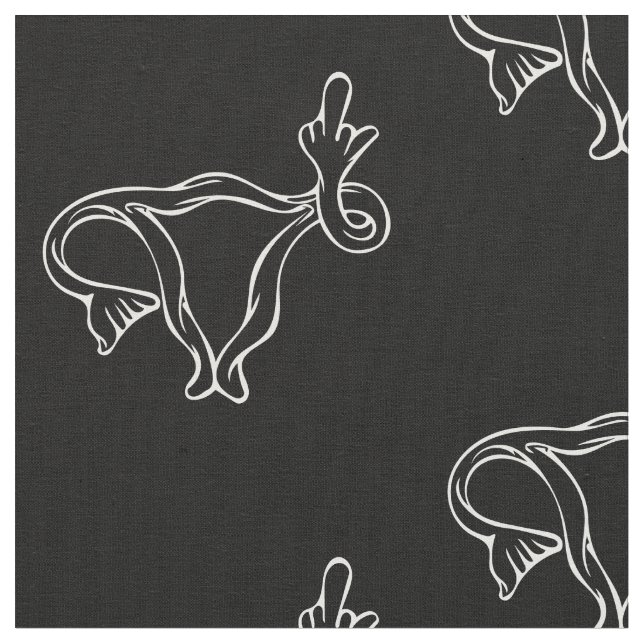 Middle Finger Uterus Pro-choice Fabric (Close Up)