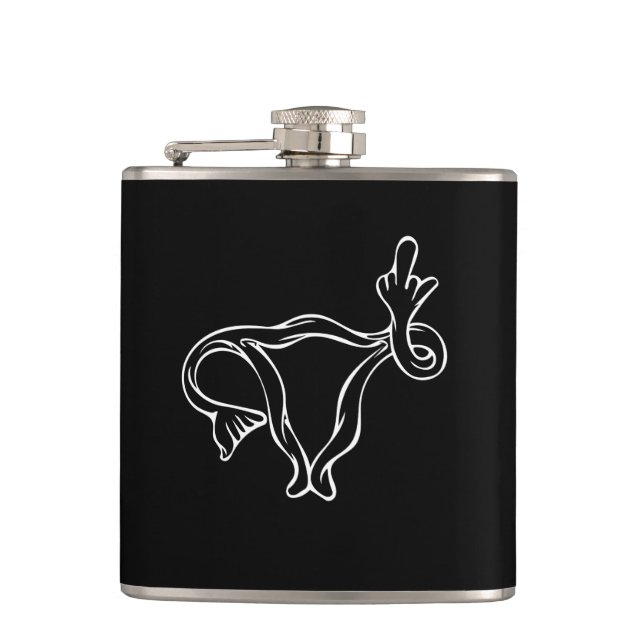Middle Finger Uterus Pro-choice Flask (Front)