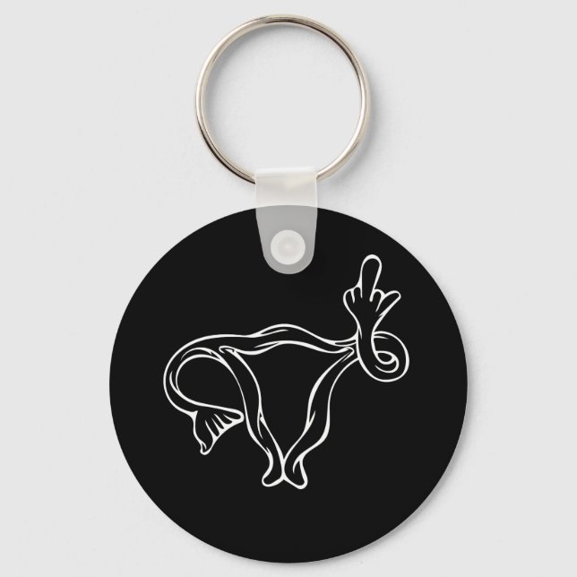 Middle Finger Uterus Pro-choice Keychain (Front)