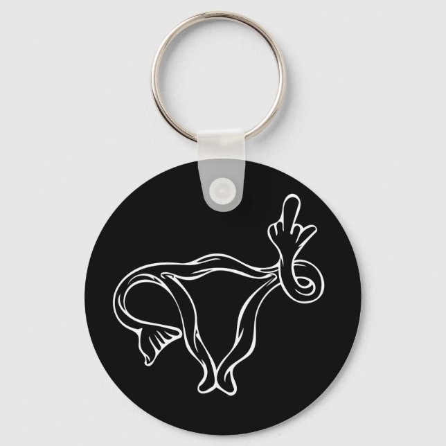 Middle Finger Uterus Pro-choice Keychain (Front)