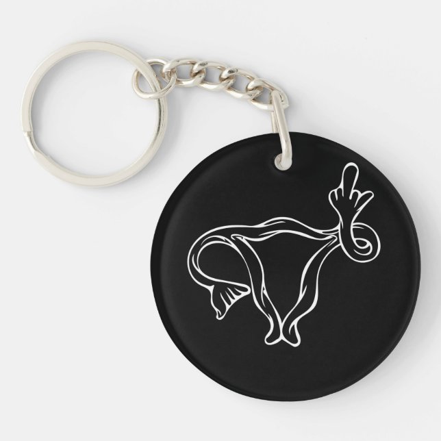 Middle Finger Uterus Pro-choice Keychain (Front)