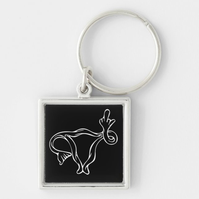Middle Finger Uterus Pro-choice Keychain (Front)