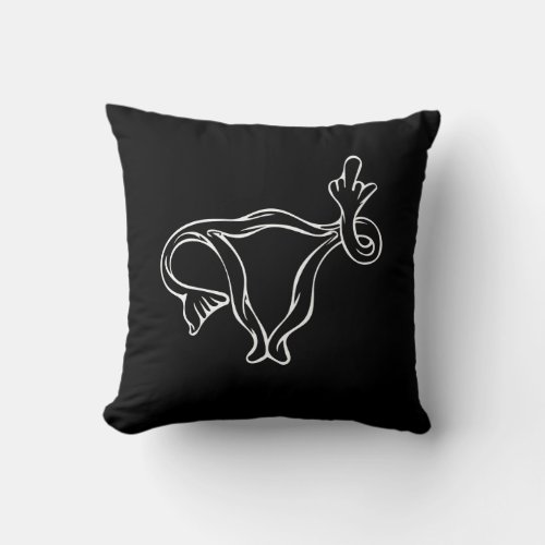 Middle Finger Uterus Pro_choice Throw Pillow