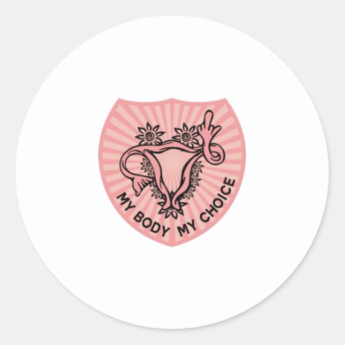 middle finger uterus Womens Rights Classic Round Sticker