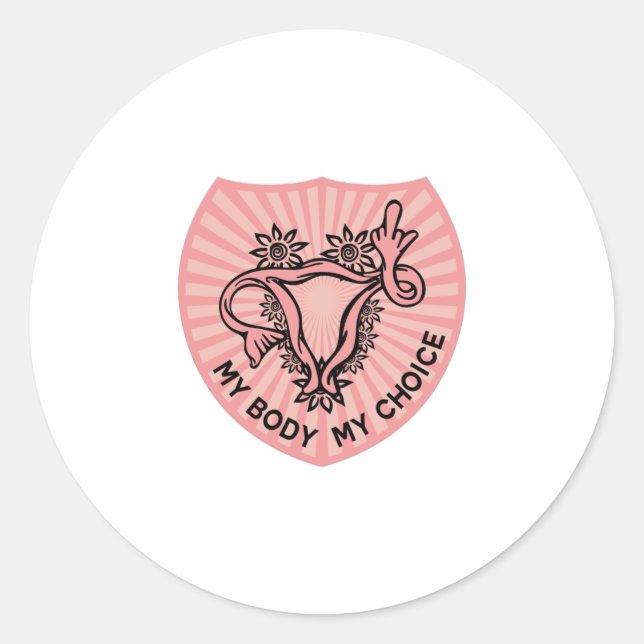 middle finger uterus Women's Rights Classic Round Sticker (Front)