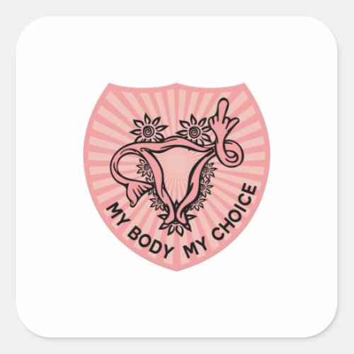 middle finger uterus Womens Rights Square Sticker