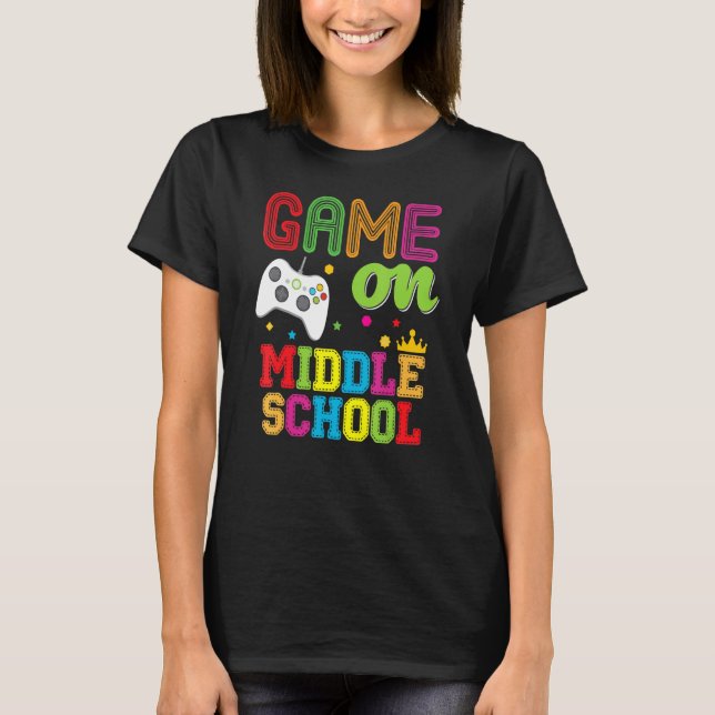 Middle Game On Video Console Teacher Kid Student B T-Shirt (Front)