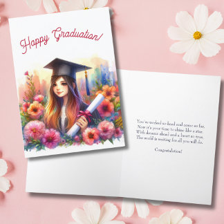 Middle & High School Girl Happy Graduation  Card
