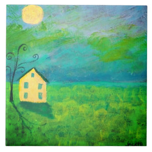 Middle of Nowhere Abstract Painting Ceramic Tile