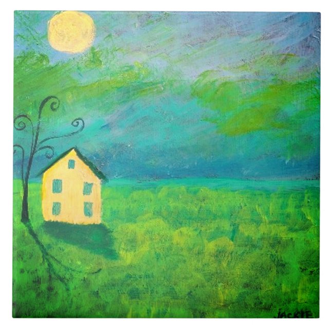 Middle of Nowhere Abstract Painting Ceramic Tile (Front)