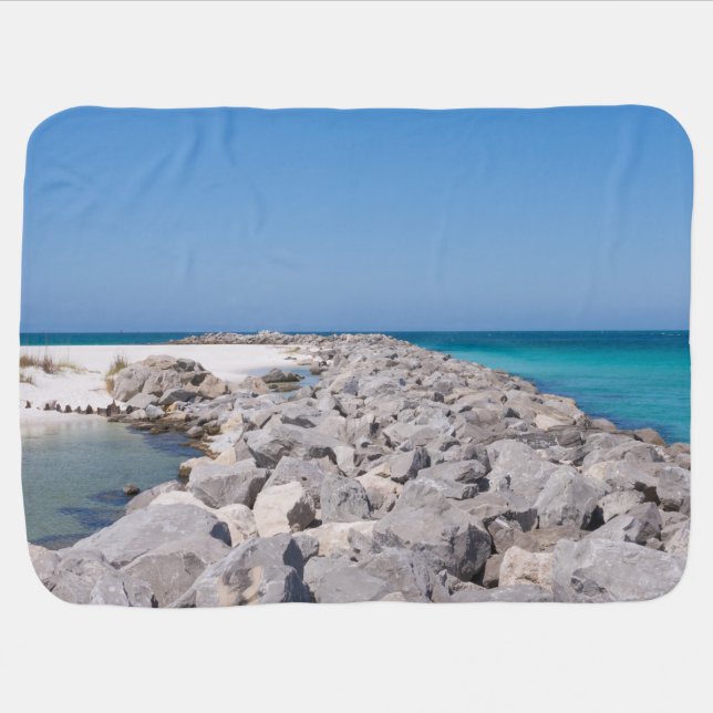 Middle Of Shell Island Jetty Receiving Blanket (Horizontal)