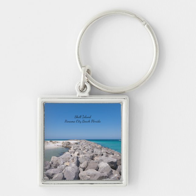 Middle Of Shell Island Jetty Square Keychain (Front)