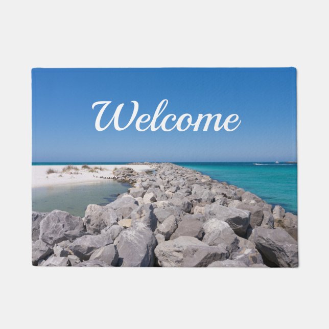 Middle Of Shell Island Jetty Welcome Doormat (Front)