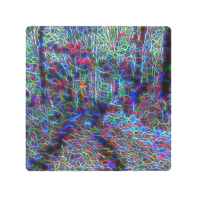 Middle of the Forest Neon Lights Metal Print (Front)