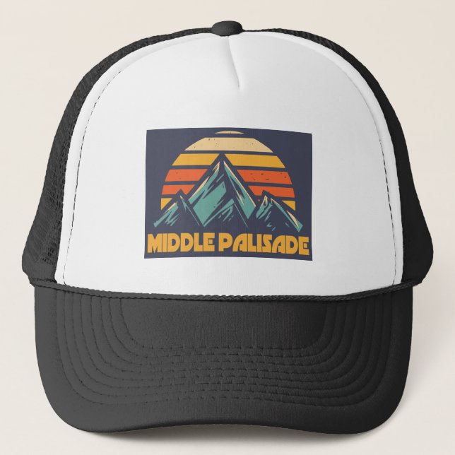 Middle Palisade California Retro Turquoise Trucker Hat (Front)