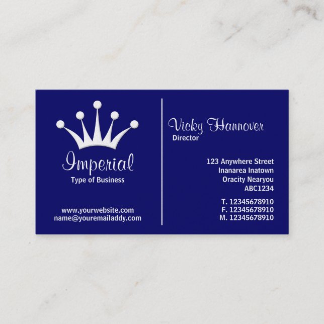 Middle Rule (Crown) - Dark Blue 000066 (Gold) Business Card (Front)