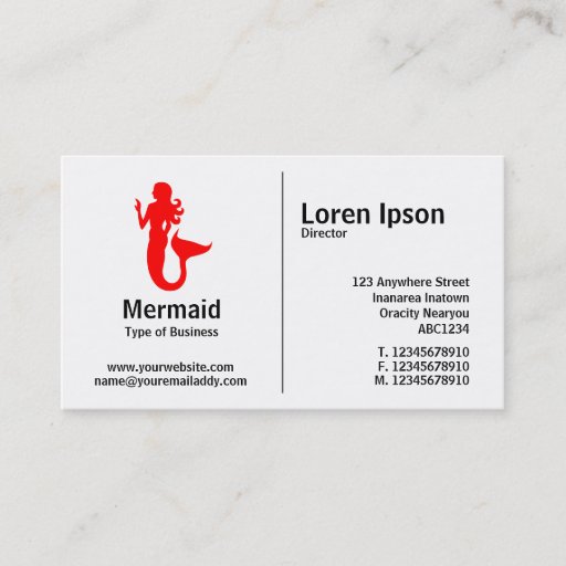 Customizable Middle Rule - Mermaid Business Card Templates