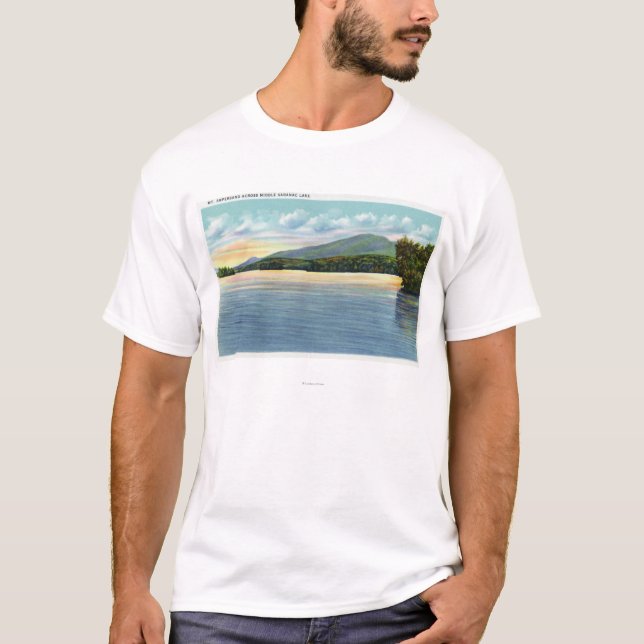 Middle Saranac Lake View of Mount Ampersand T-Shirt (Front)