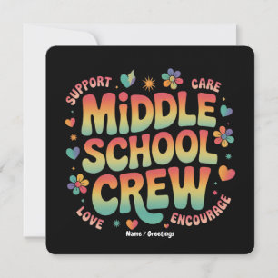 Middle School Crew Vintage Teacher Student Gift Invitation