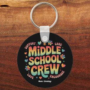 Middle School Crew Vintage Teacher Student Gift Keychain