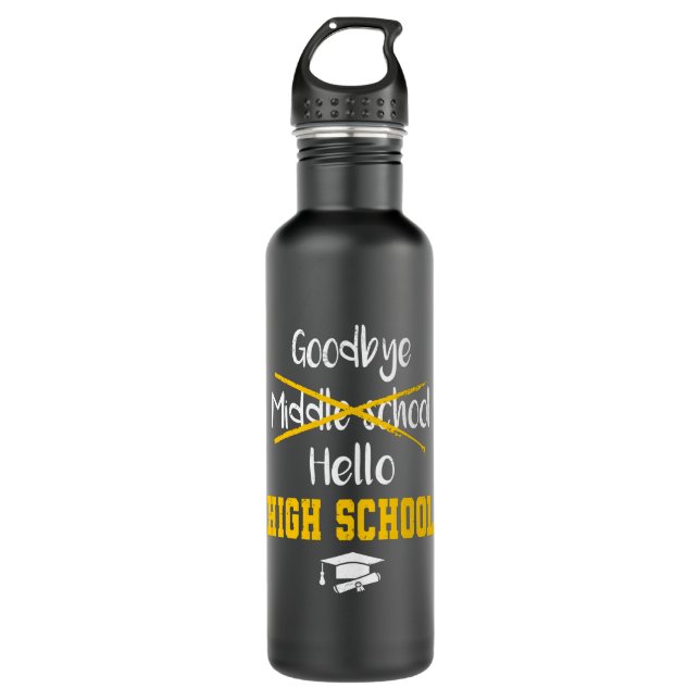 Middle School Diploma Graduation High School Stainless Steel Water Bottle (Front)