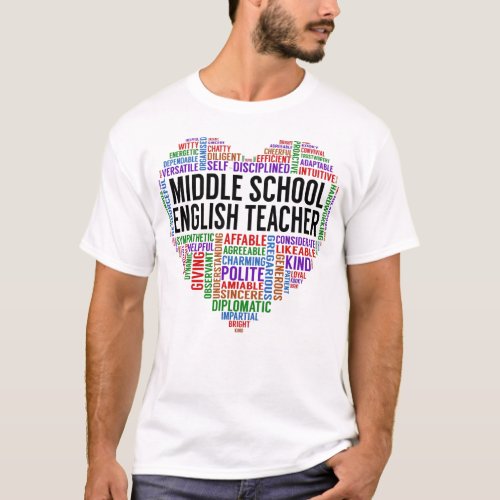 Middle School English Teacher Heart T_Shirt