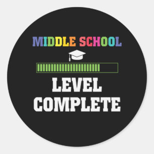Middle School Graduation Level Complete Student  Classic Round Sticker