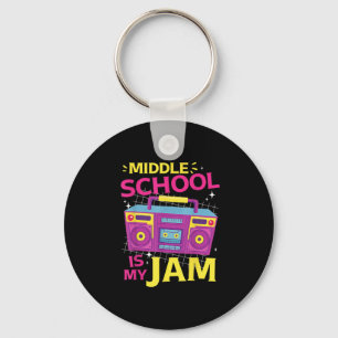 Middle School Is My Jam Retro 80s Boombox 1st Day Keychain