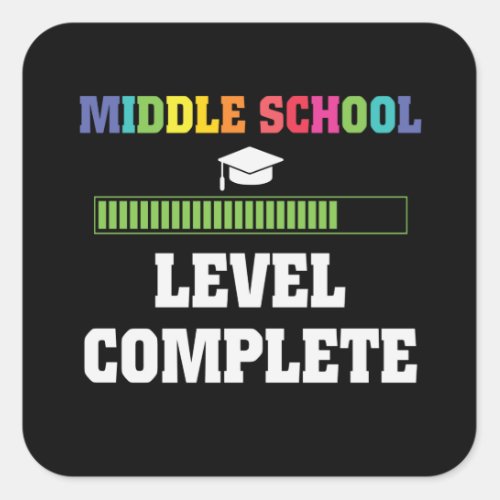 Middle School Level Complete Back to School Gamer Square Sticker