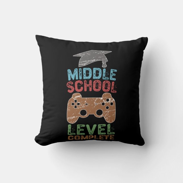 Middle School Level Complete - Graduation Gift Throw Pillow (Front)