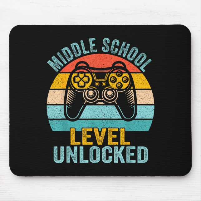 Middle school level unlocked retro video game back mouse pad (Front)