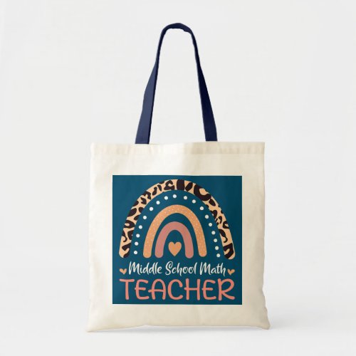 Middle School Math Teacher Leopard Rainbow Tote Bag