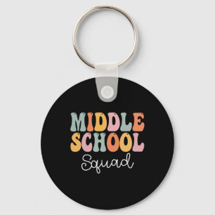 Middle School Squad Retro Groovy Vintage First Day Keychain