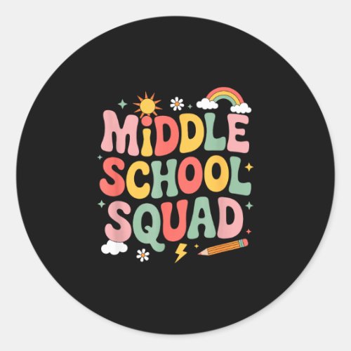 Middle school squad teacher teaching kids educator classic round sticker
