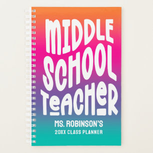 Middle School Teacher Colorful Ombre Class Planner