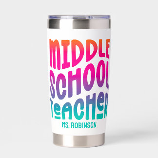 Middle School Teacher Colorful Ombre Insulated Tumbler