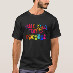 Middle School Teacher Tie dye Hand 70s Outfit For T-Shirt