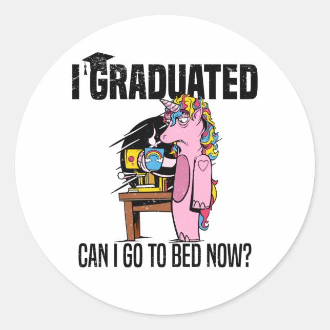 Middle School Unicorn High School Close Diploma Classic Round Sticker (Front)