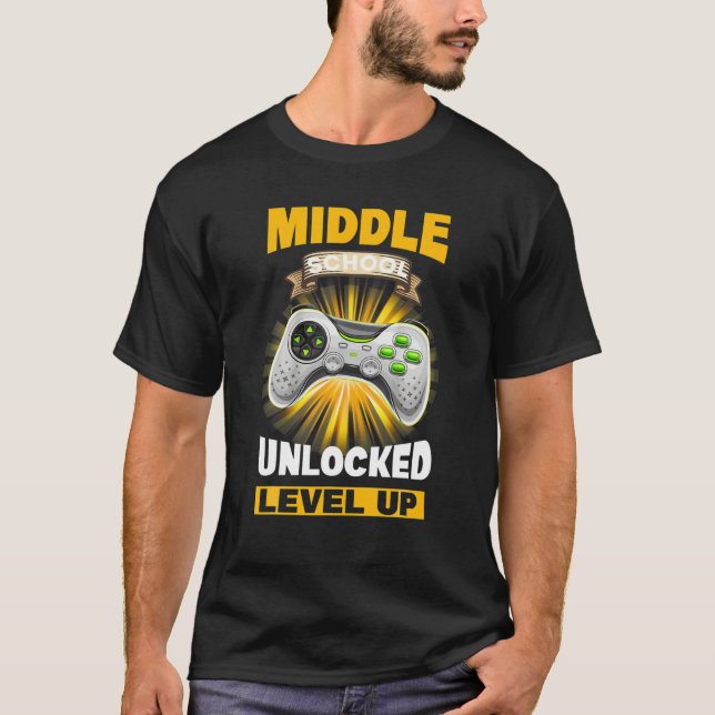 Middle School Unlocked Level Up Gaming Class Of 20 T-Shirt (Front)