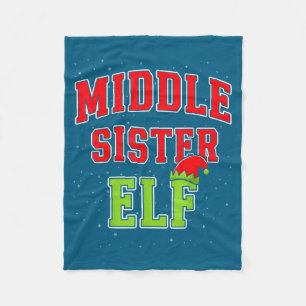 Middle Sister Elf Christmas Family Matching Group Fleece Blanket