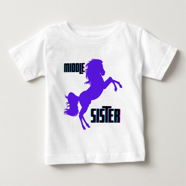 Middle Sister Purple Pony Rearing Baby T-Shirt (Front)