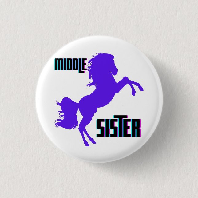 Middle Sister Purple Pony Rearing Button (Front)