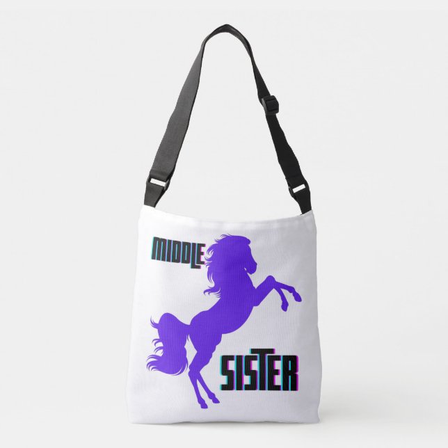 Middle Sister Purple Pony Rearing Crossbody Bag (Front)