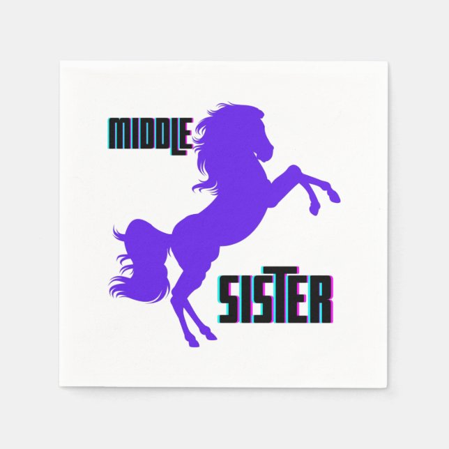 Middle Sister Purple Pony Rearing Napkins (Front)