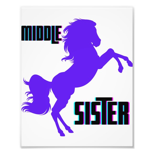 Middle Sister Purple Pony Rearing Photo Print (Front)