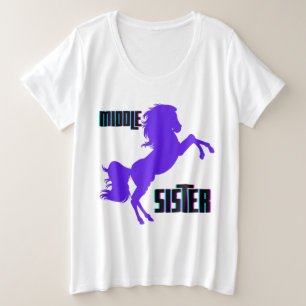Middle Sister Purple Pony Rearing Plus Size T-Shirt